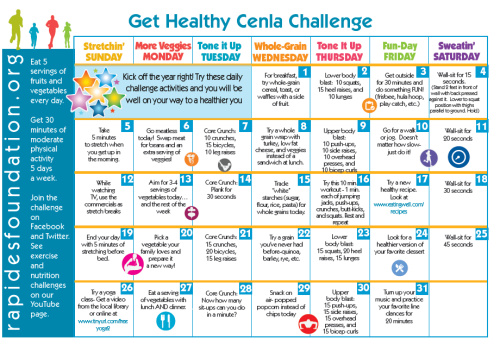 Get Healthy Cenla Challenge Calendar