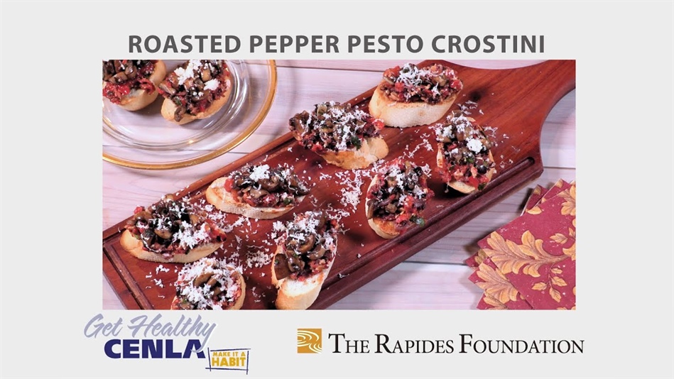 Roasted Pepper Pesto Crostini with Horseradish
