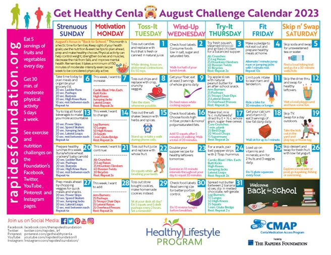 August Challenge Calendar Provides Daily Nutrition, Fitness Tips For Hectic Times