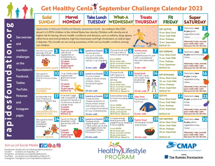 September Challenge Calendar Provides Daily Nutrition, Fitness Tips