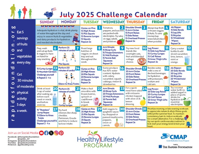 July Challenge Calendar Encourages You to Enjoy the Outdoors