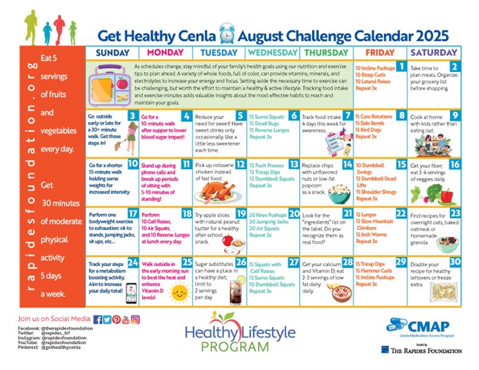 August Challenge Calendar Provides Daily Nutrition, Fitness Tips Busy Month
