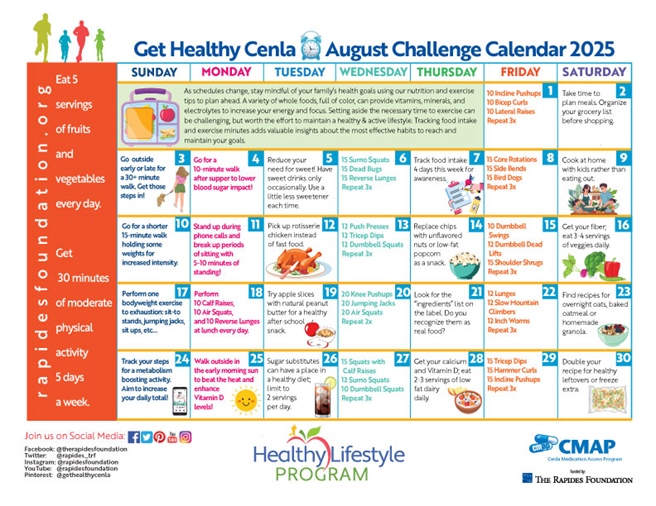 August Challenge Calendar Provides Daily Nutrition, Fitness Tips Busy Month