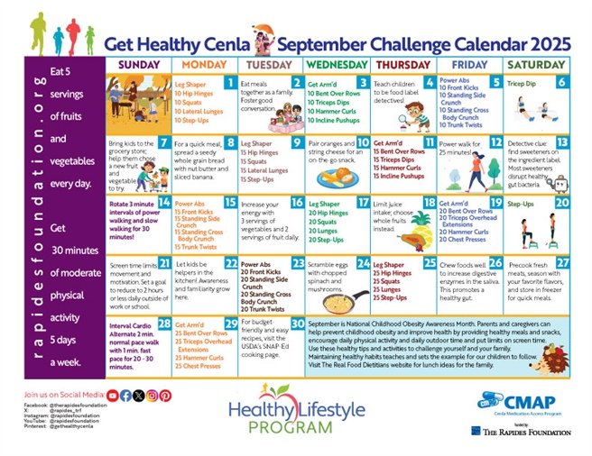 September Challenge Calendar Provides Daily Nutrition, Fitness Tips