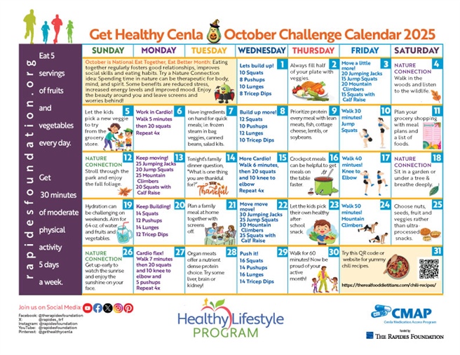 October Challenge Calendar Encourages Eating Healthy as a Family