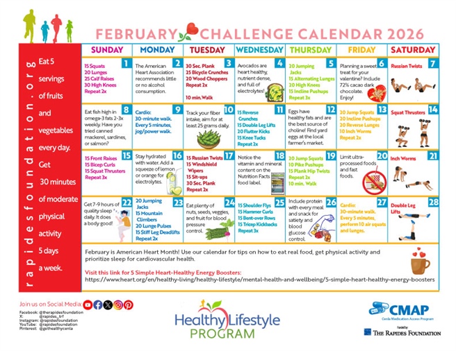February Calendar Offers Heart Healthy Tips