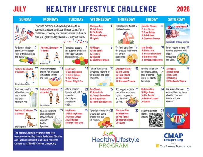 July Challenge Calendar Encourages You to Enjoy the Outdoors