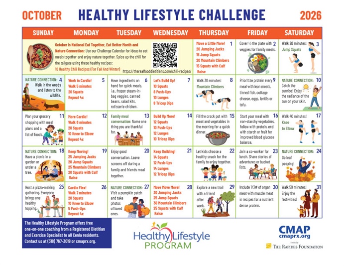 October Challenge Calendar Encourages Eating Healthy as a Family
