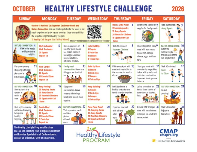 October Challenge Calendar Encourages Eating Healthy as a Family